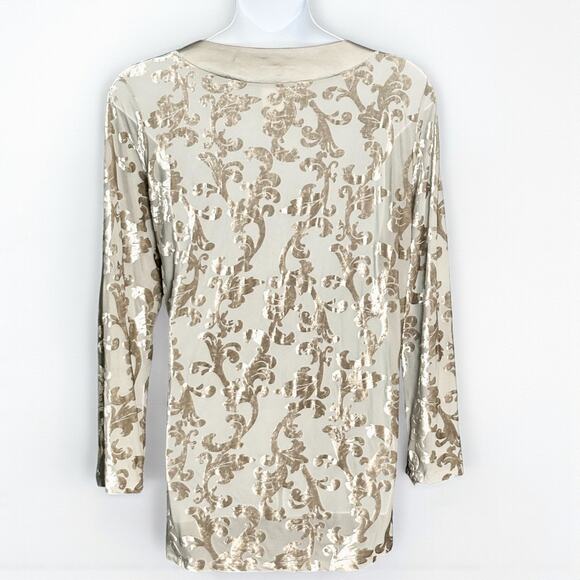 Indigo Soul Burnout Velvet Tunic Top Plus 3XL NWT Champagne Gray Boho Party Glam - Picture 7 of 9